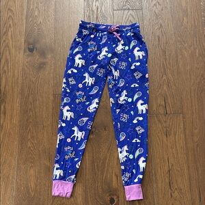 Kiki + Lulu Girls' Blue Pajamas pjs unicorn soccer joggers bamboo sz 10-12 NWT